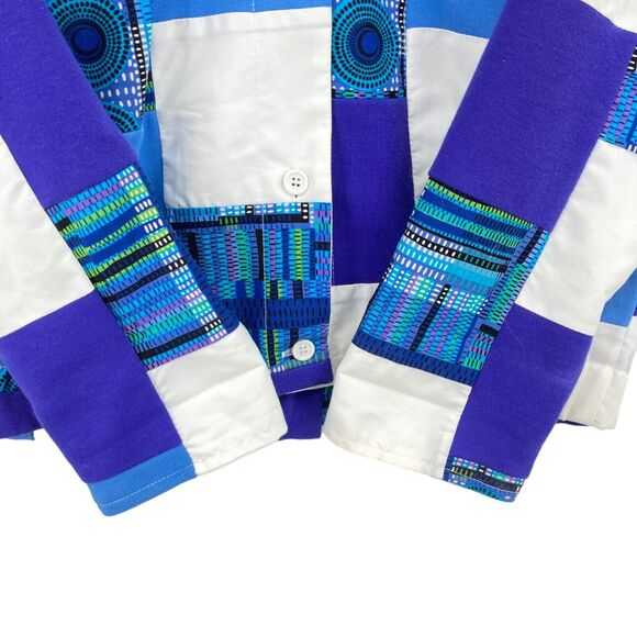 Vintage Marguerite Rubel Jacket Womens Small Blue White Patch Cotton GrandmaCore - Picture 12 of 16